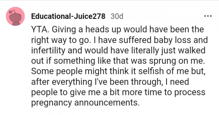 This Redditor has suffered baby loss and infertility