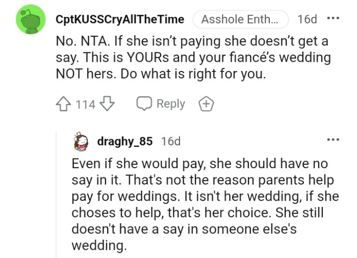 Let's head into the comments section and find out what other Redditors have to say regarding the story