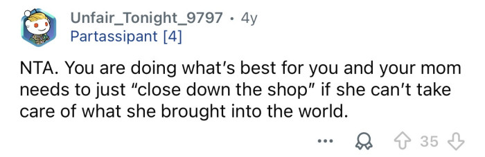 She needs to “close down the shop.”