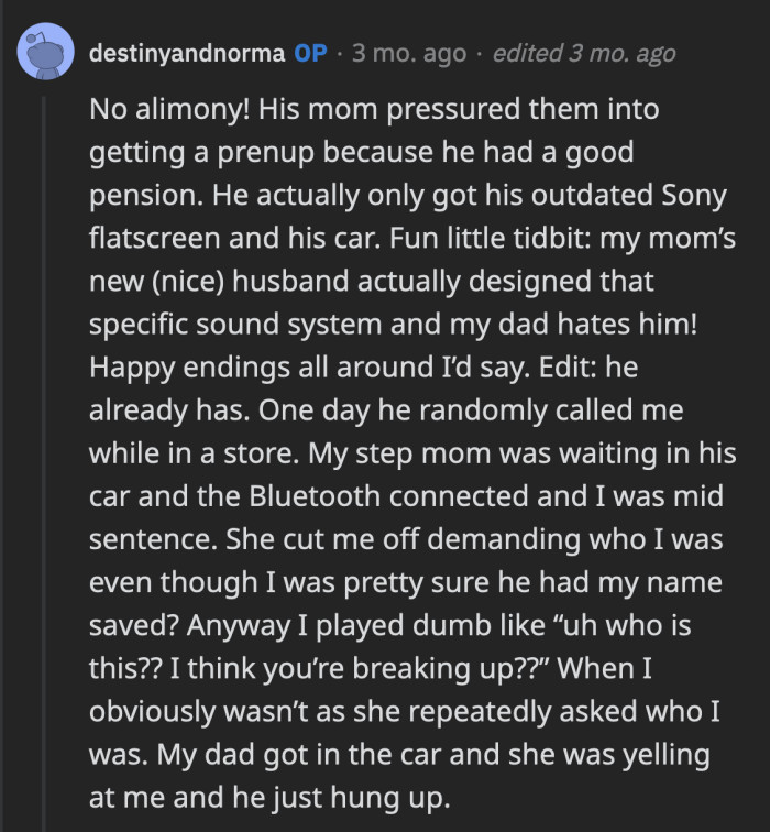 It must drive her stepmom insane that she can never get a point above OP.