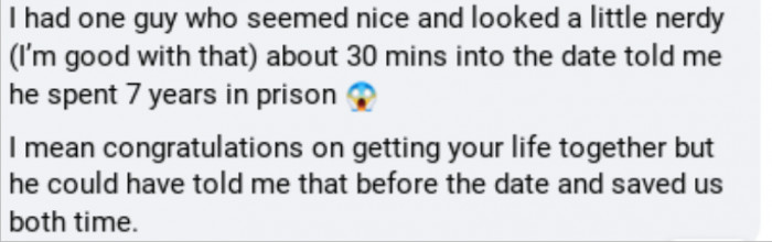 Well, you can't blame him. 'I spent seven years in prison' is not much of an opening line.