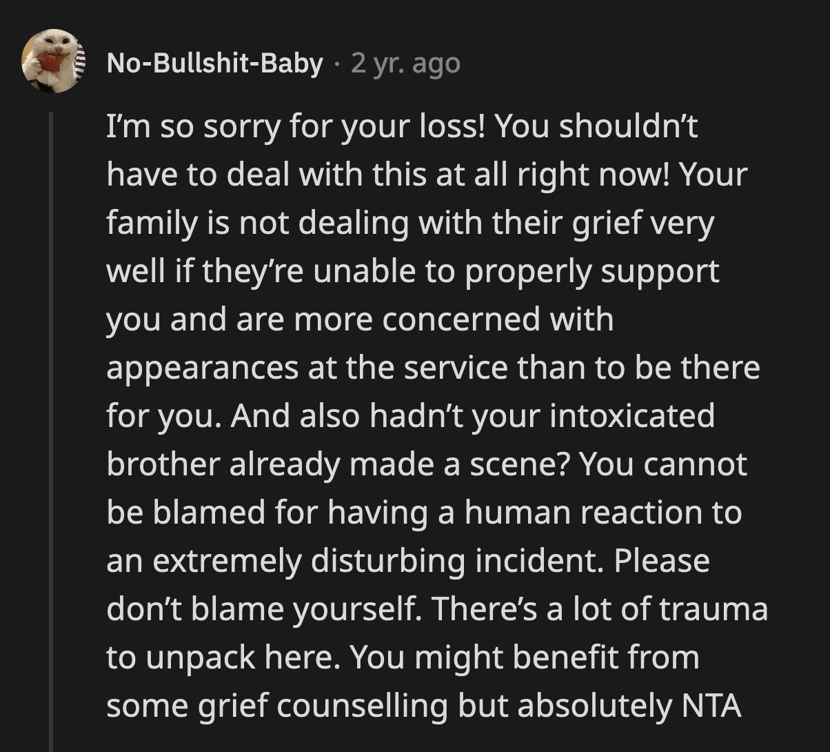 The last thing that OP needs is to deal with this drama.