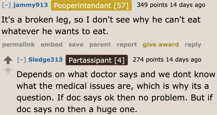 To be on the safe side, it's better to ask the doctor about what he's allowed to eat.