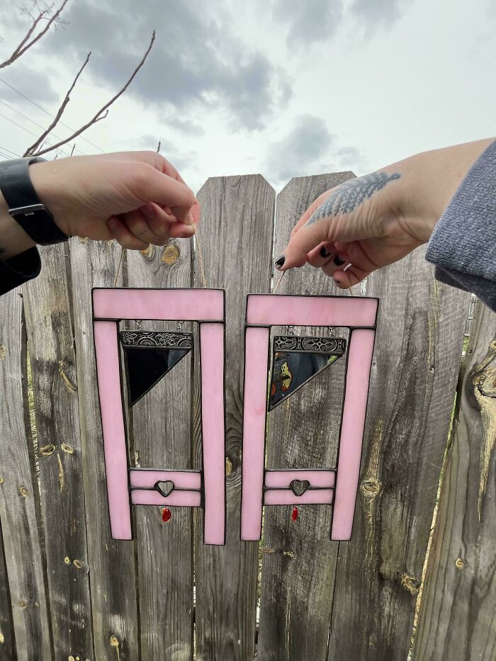 "Girly Heart Guillotine Mirror"