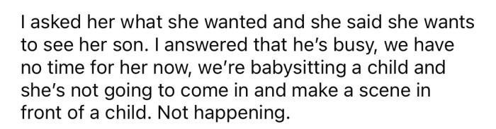 The OP told his MIL they were busy babysitting and didn't have time for her right now.