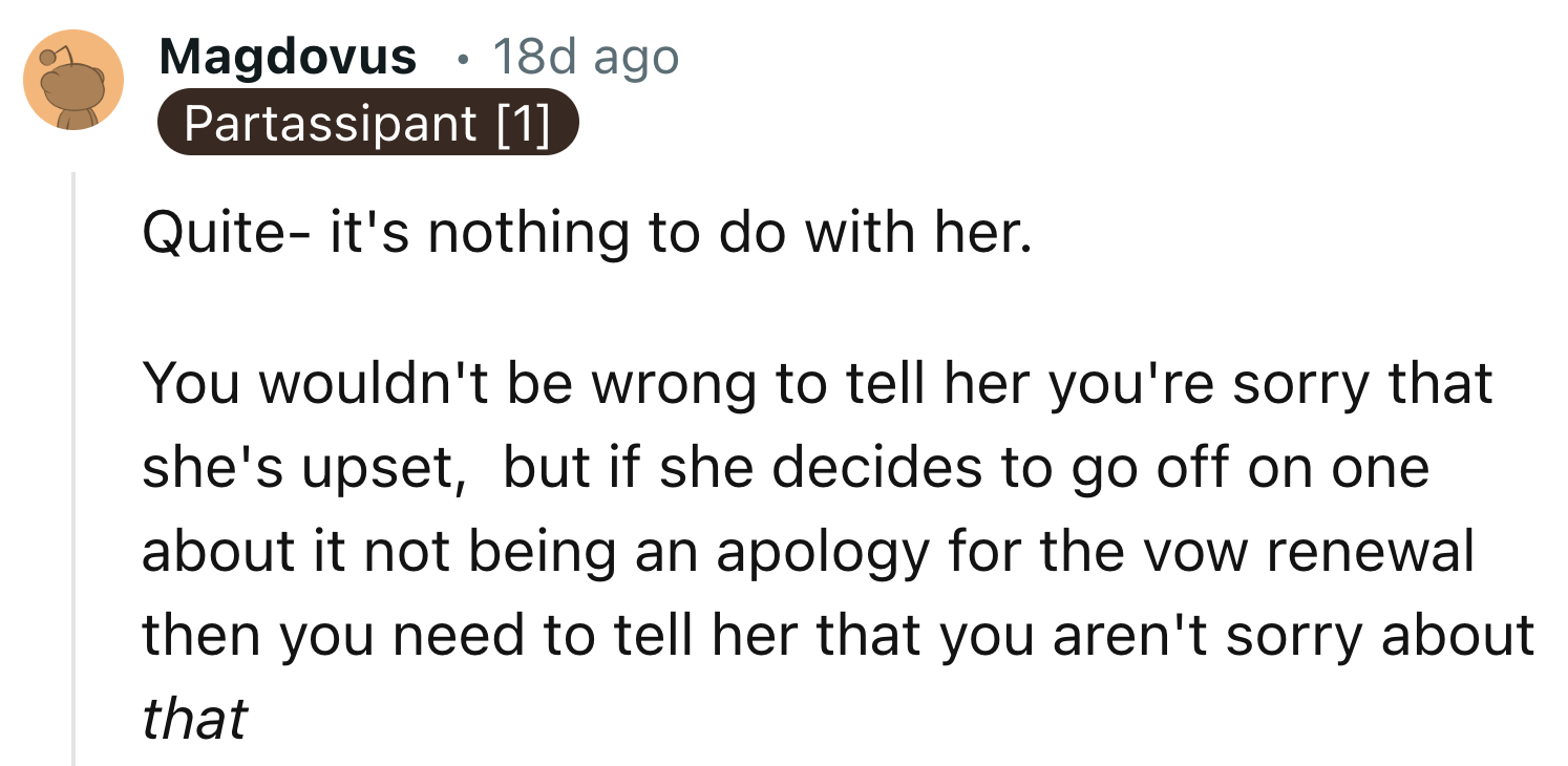 The Vows Have Nothing To Do With OP's Sister