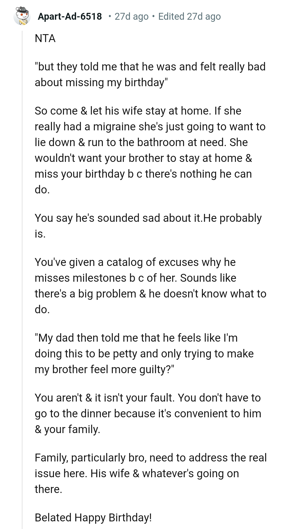 Coming and Letting His Wife Stay Back