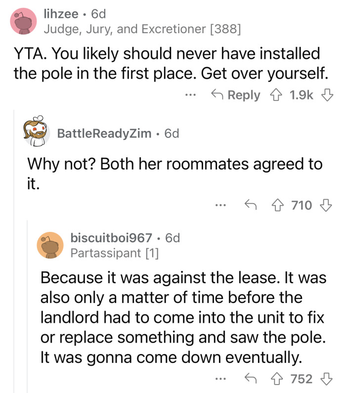 Op got permission before installing the pole.