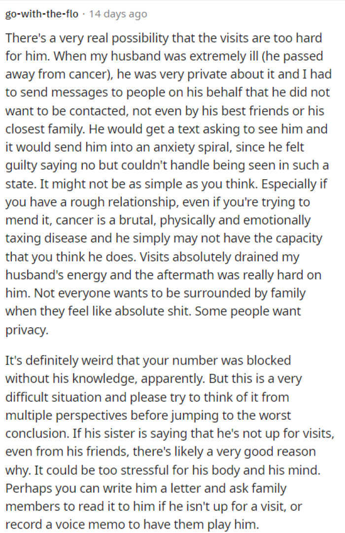 This person had a lot to say to OP, providing different perspectives for OP to consider. OP's response is below.