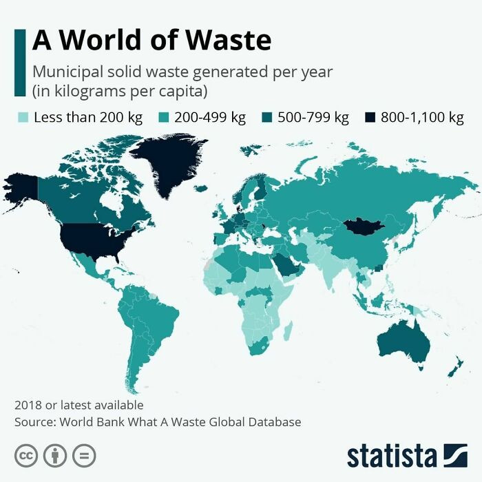 25. This Map Shows The Annual Kilograms Of Municipal Solid Waste Generated Per Capita In Countries Around The World
