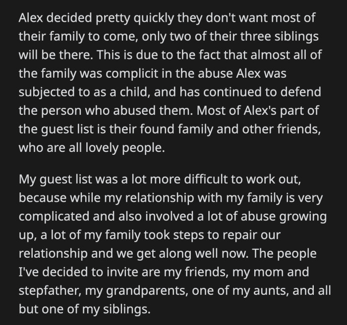 Neither OP nor Alex had it in them to deal with Emma's crap on their wedding day