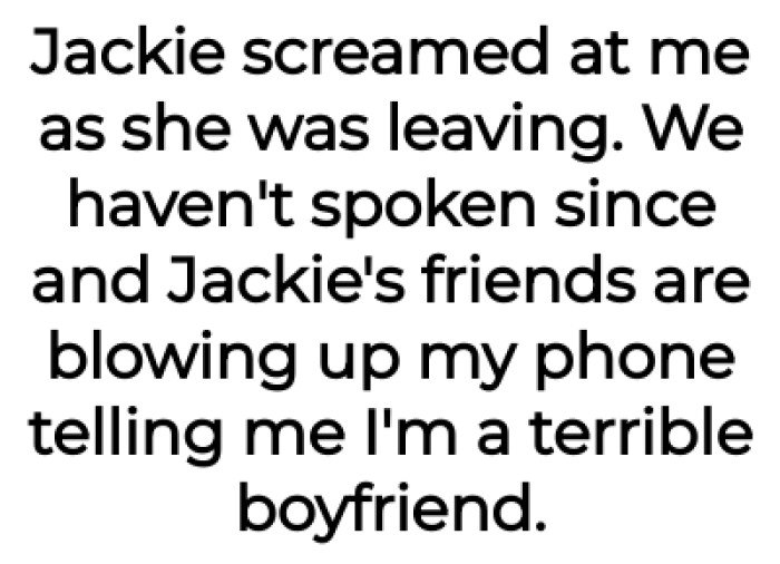 The OP is being termed a terrible boyfriend