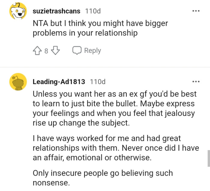 Changing the subject when the jealousy rises