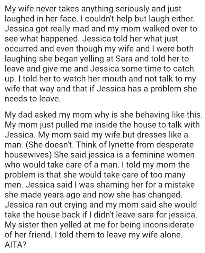 OP's ex said he was shaming her for a mistake she made years ago and that she has now changed