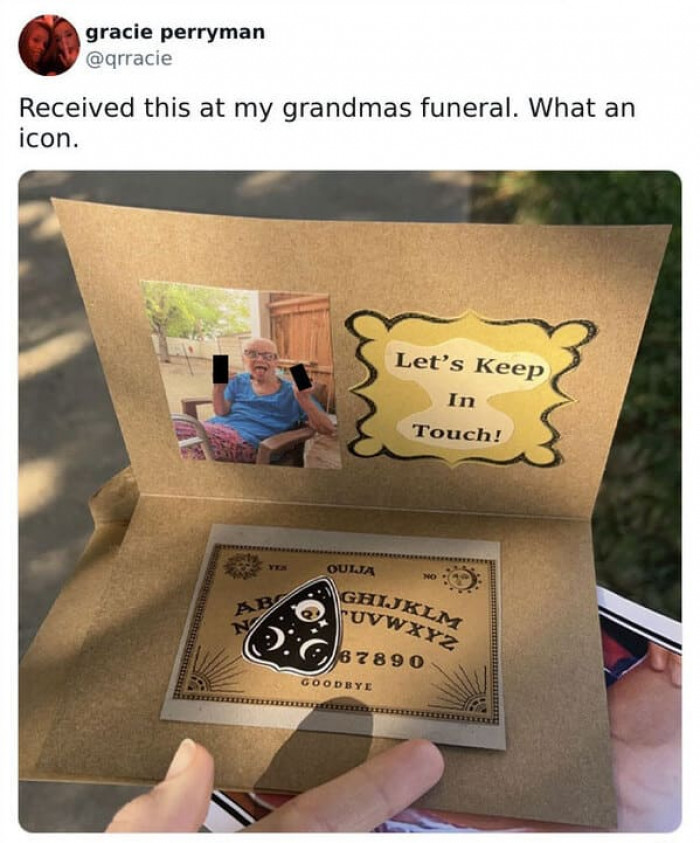 A Texas grandmother has gone viral for her brilliant gift to her funeral attendees