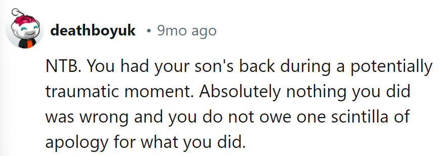 Backing up his son like a boss. No apologies needed for that mic drop moment.