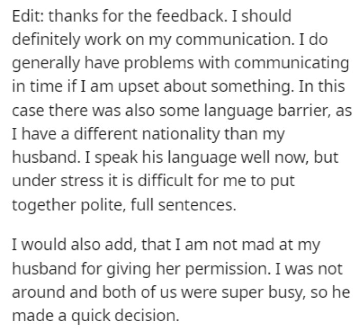 OP gave us an update after reading some of the comments