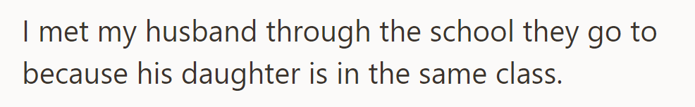 OP met her husband through their nephews' school, where his daughter is in the same class.