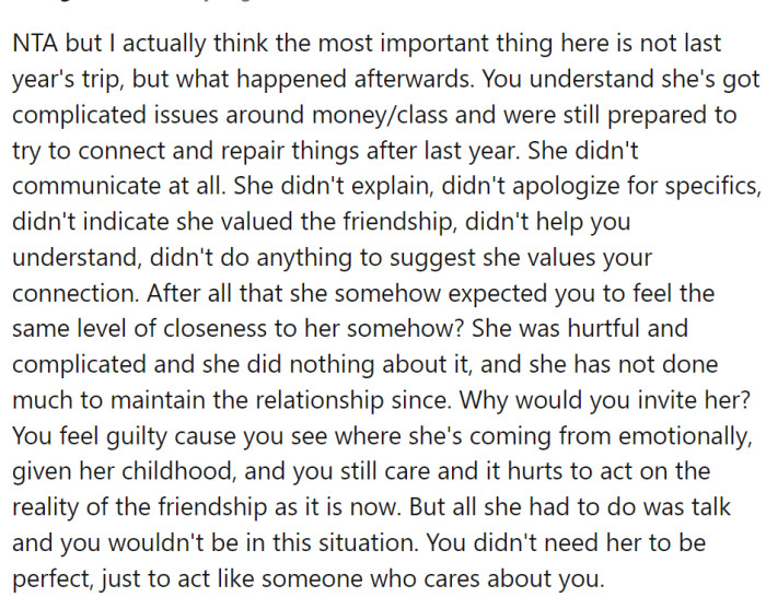 It is understandable that OP feels guilty, but she should just let go.