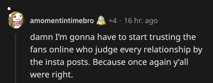 We can discuss parasocial relationships all day, but those speculative fans who sometimes cross the line were right on the nose with this one