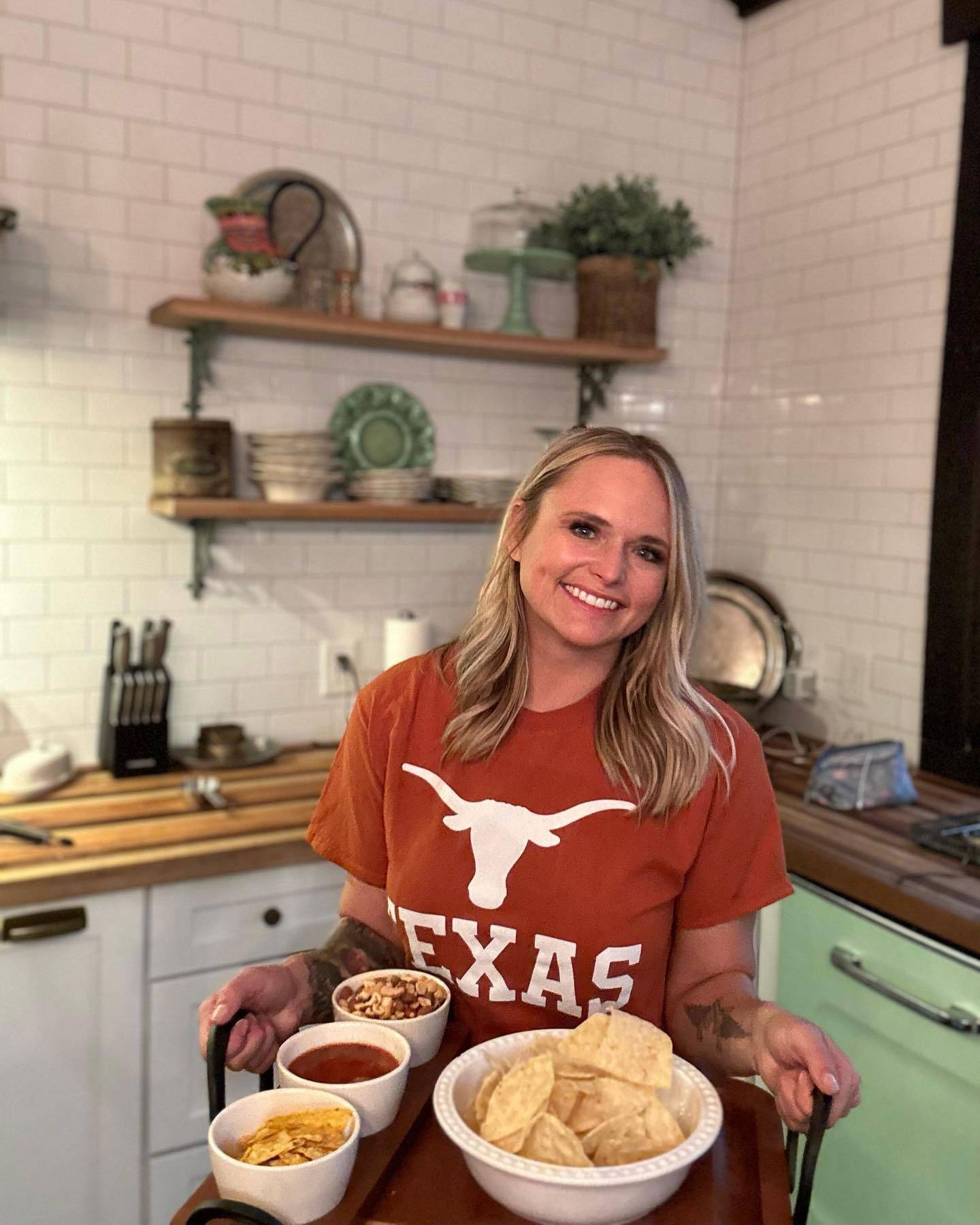 28. Miranda Lambert prepped something to snack on while watching college football