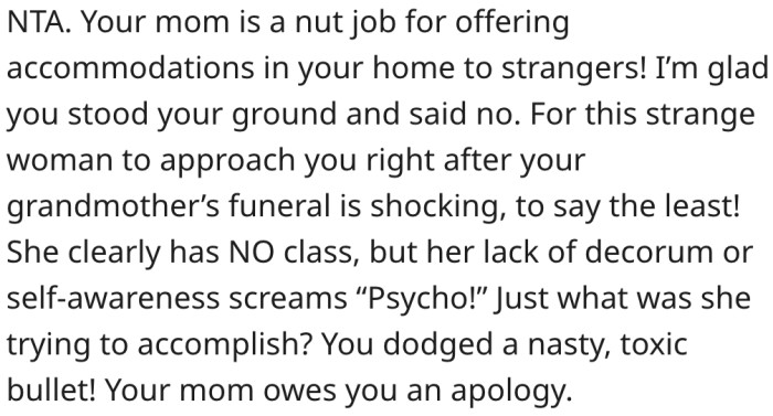 The woman's behavior suggests she may be mentally unstable.
