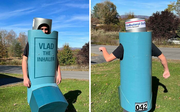 19. My Son's Name Is Vlad, And He Has Asthma. For Halloween, He Created A Costume Called 