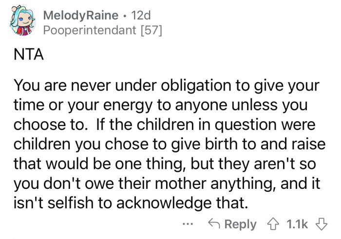Each person should take care of their own children.