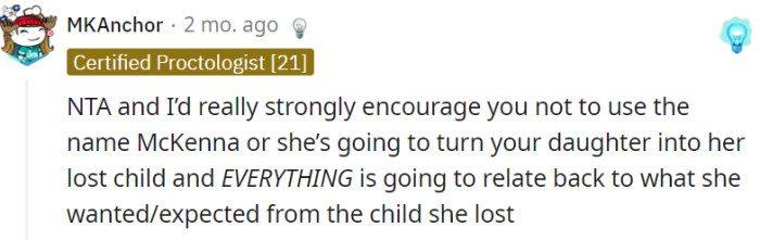 Honoring her late father with a meaningful name is important, and avoiding the name 