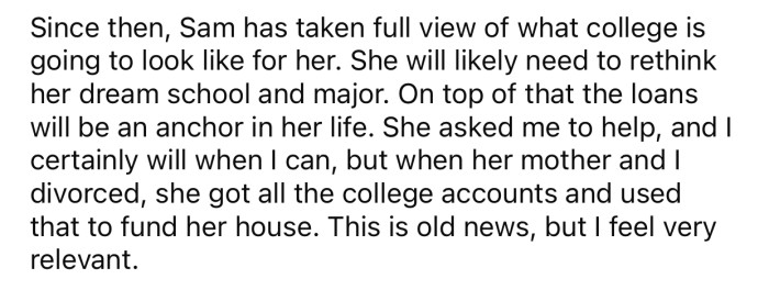 OP agreed to help his daughter as much as he could.