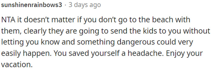 OP made a wise decision to prioritize her well-being.