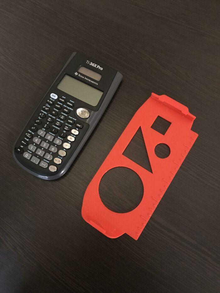 "Tired Of Carrying My Ruler And Stencil Around With Me, So I Combined Both And Now I Just Clip It To My Calculator!"