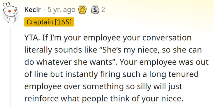 The OP's decision was impulsive and sends the wrong message