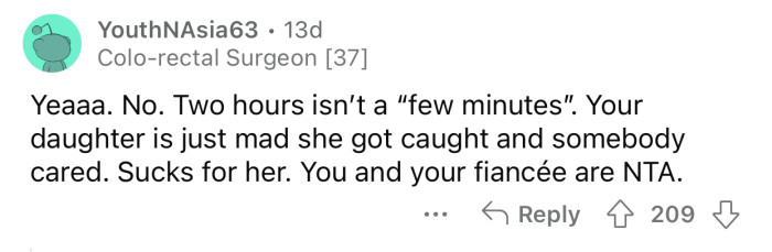OP's daughter is mad because she got caught and got called out.