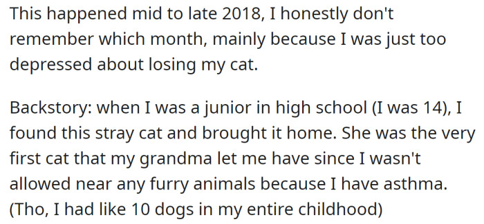 The OP explained the incident happened in the latter part of 2018: