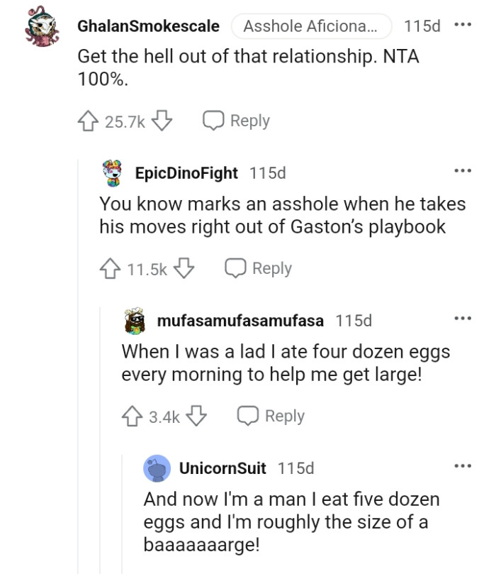 Taking his moves right out of Gaston's playbook