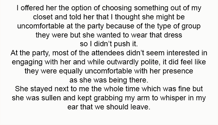 I offered her the option of choosing something out of my closet