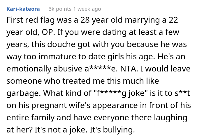 A user is looking at the age gap, suggesting that the guy married the woman because he can only handle immature girls.