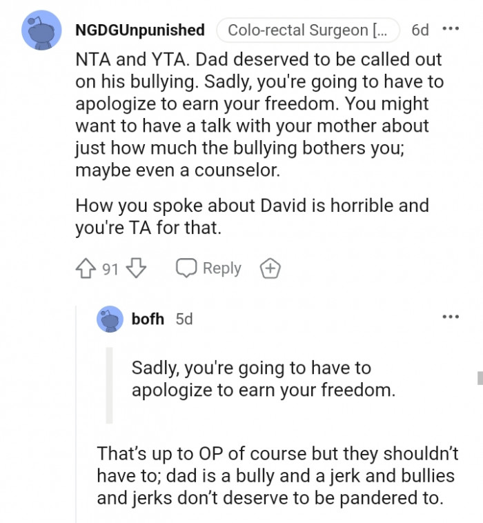 You might want to have a talk with your mother