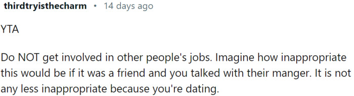 Dating does not make it less inappropriate