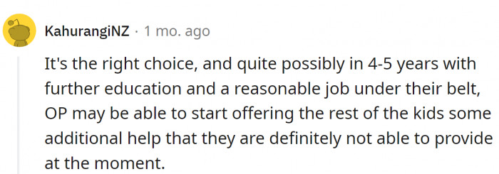 This would be a good option, but it still means she won't have a life