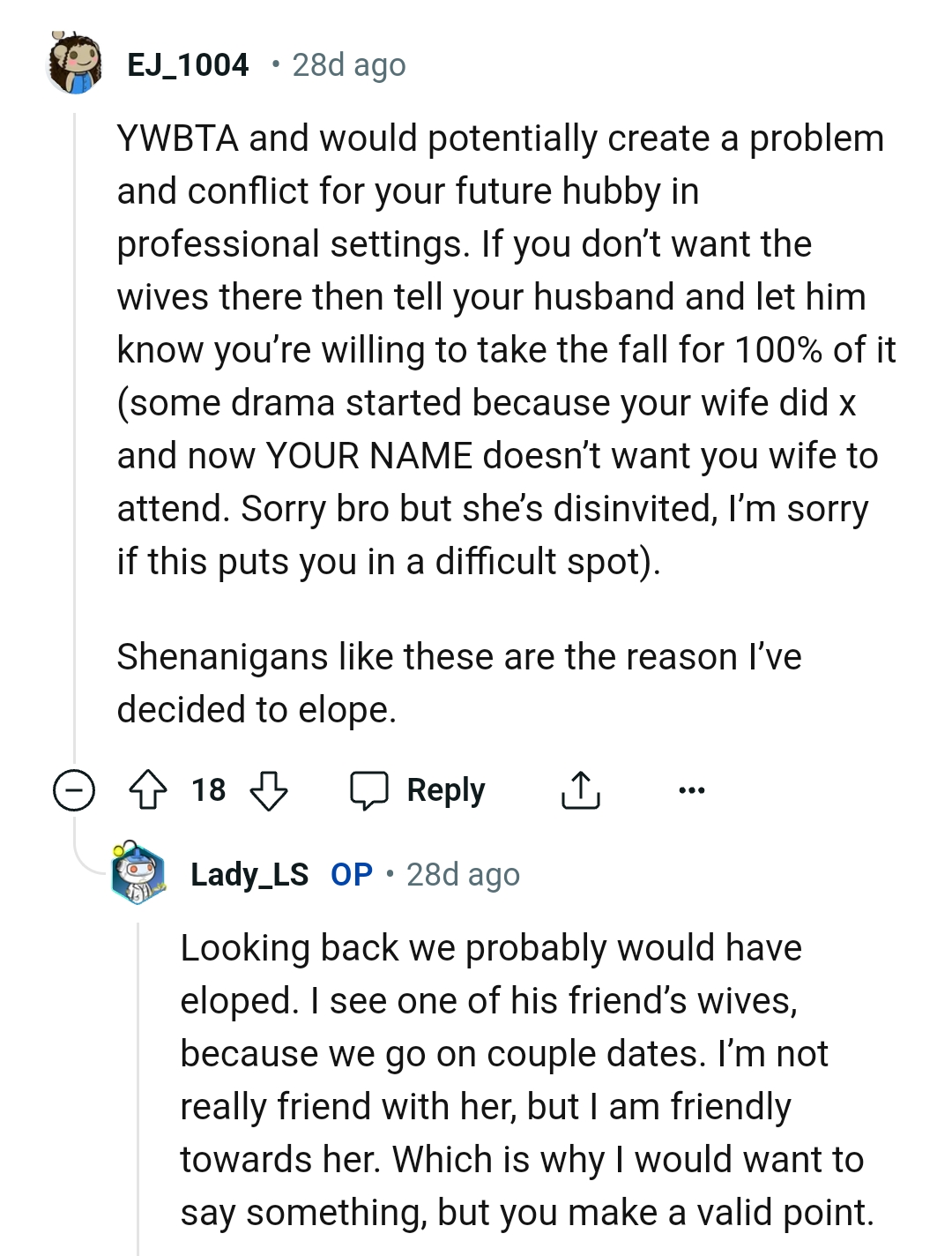 The Reasons This Redditor Decided to Elope