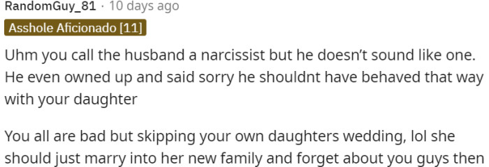 OP's husband apologized for his actions