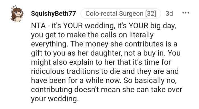 The Money OP's Mom Contributed Is a Gift to Her as a Daughter