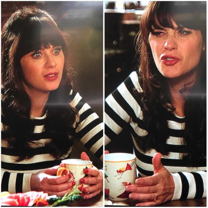 1. In the 4th season of New Girl (2011-2018), Jess, portrayed by Zooey Deschanel, had her beautiful red nail polish disappear mid-scene. It’s an easy mistake to spot since the color really catches attention against the character’s clothes.