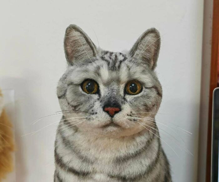 "Hand-Felted A Wool Portrait Of My Friend's 17-Year-Old Cat. Learned A Lot From This One"