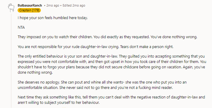 She deserves no apology.