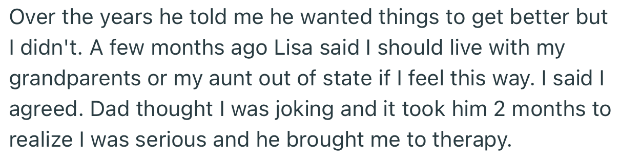 Both OP and His Dad Decided to Try Therapy