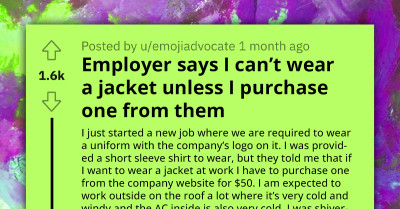 Worried Redditor Asks For Legal Advice As Employer Makes Them Either Buy A $50 PPE Jacket Or Work In A Shirt Under Cold And Windy Conditions