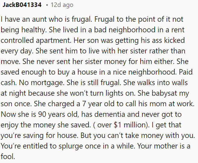 Saving is good, but balance is crucial.